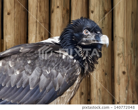 Juvenile raptor with textured neck. Young raptor depicted with soft feather details and rustic background Juvenile raptor with textured neck. Young raptor depicted with soft feather details and rustic background 140772048