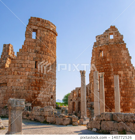 Ancient Roman Ruins at Perge in Antalya Turkey Ancient Roman Ruins at Perge in Antalya Turkey 140772526