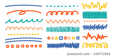 Illustrations of a set of colorful marker lines Illustrations of a set of colorful marker lines 140772664