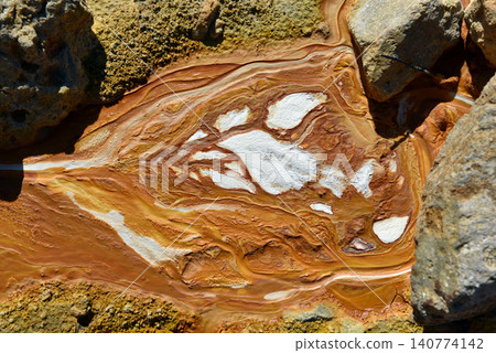 Crystals and minerals precipitating from residual gold mining leach waters Crystals and minerals precipitating from residual gold mining leach waters 140774142