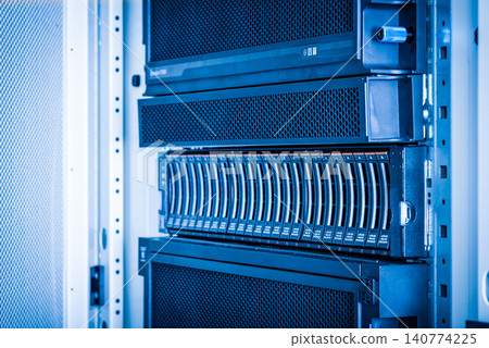 Array of data storage hard drives in internet data center Array of data storage hard drives in internet data center 140774225