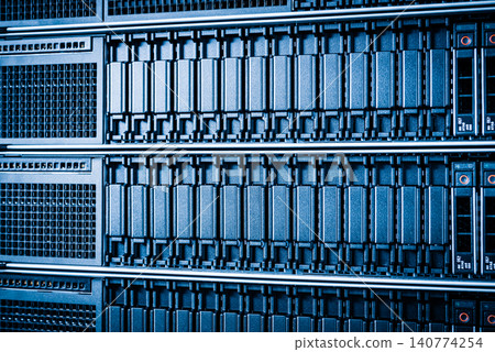 cluster of data storage SSD hard drives inside server rack cluster of data storage SSD hard drives inside server rack 140774254