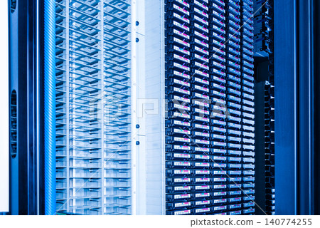 stacks of magnetic tapes used for data storage stacks of magnetic tapes used for data storage 140774255