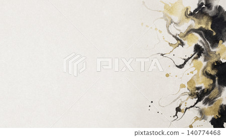 右側是日式現代風格的不對稱背景,精緻的水墨和金色水彩交融在一起。 右側是日式現代風格的不對稱背景,精緻的水墨和金色水彩交融在一起。 140774468