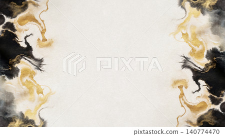 現代日式背景,以精緻的不對稱水墨和金色水彩融合在一起。 現代日式背景,以精緻的不對稱水墨和金色水彩融合在一起。 140774470