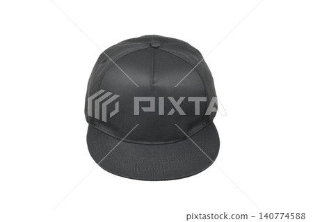 A black cap with a flat brim 140774588