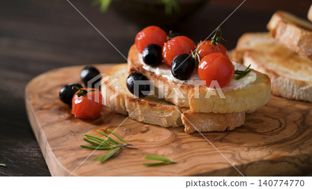 Fresh bruschetta with cream cheese Fresh bruschetta with cream cheese 140774770
