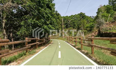 Point of view shot of riding a bicycle Point of view shot of riding a bicycle 140775133