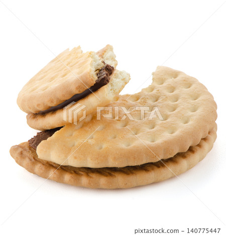 Sandwich biscuits with chocolate filling 140775447