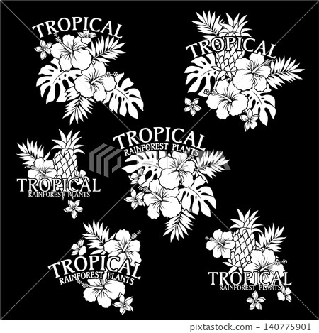 Cute hibiscus and pineapple illustration material. Cute hibiscus and pineapple illustration material. 140775901