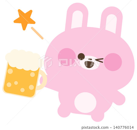 A rabbit toasting with a beer mug. A rabbit toasting with a beer mug. 140776014