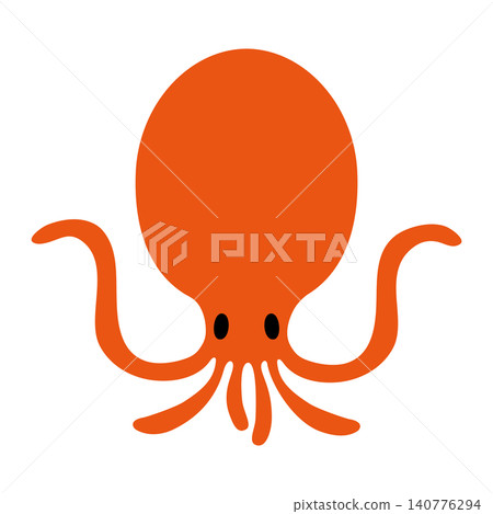 簡單可愛的紅色章魚向量圖 簡單可愛的紅色章魚向量圖 140776294
