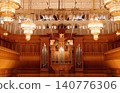 Chandelier and pipe organ 140776306