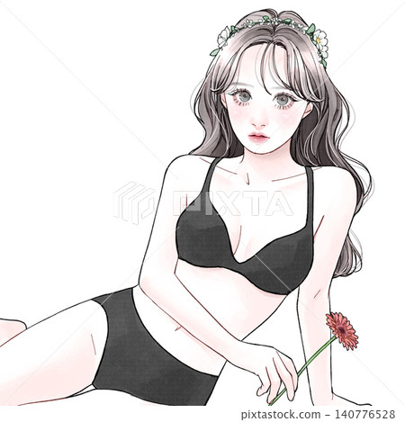 穿著黑色內衣的女人 穿著黑色內衣的女人 140776528
