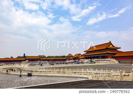 Panoramic view of Hall of Supreme Harmony, Forbidden City, Beijing ancient imperial palace Panoramic view of Hall of Supreme Harmony, Forbidden City, Beijing ancient imperial palace 140776562