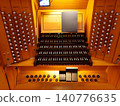 The keyboard section of a pipe organ 140776635