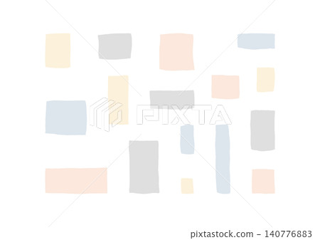 A set of loosely drawn, square shapes of various sizes (yellow, gray, orange, blue-gray). A set of loosely drawn, square shapes of various sizes (yellow, gray, orange, blue-gray). 140776883