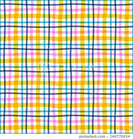 Seamless vector pattern featuring a hand-drawn colorful plaid check design. Seamless vector pattern featuring a hand-drawn colorful plaid check design. 140776934