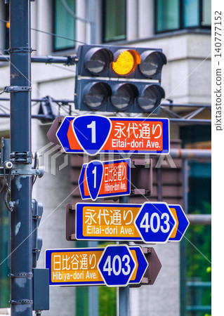 A new landscape of Tokyo's urban scenery. Signs and traffic lights at the Otemachi intersection... stock prices detached from the real economy... where is Japan headed? A new landscape of Tokyo's urban scenery. Signs and traffic lights at the Otemachi intersection... stock prices detached from the real economy... where is Japan headed? 140777152