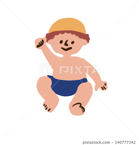 Illustration of a child swimming Illustration of a child swimming 140777342