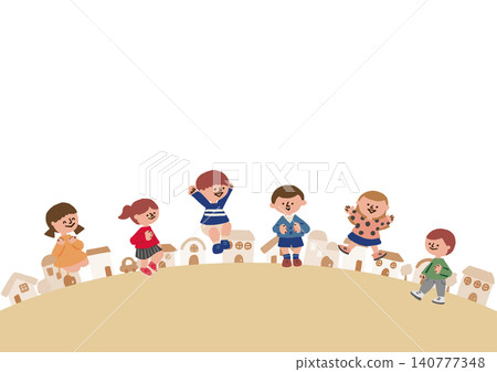Illustration of a child and a cityscape 140777348