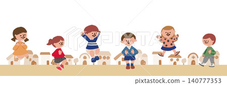 Illustration of a child and a cityscape Illustration of a child and a cityscape 140777353
