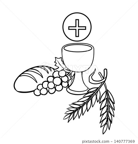 Christian Eucharist, Holy Communion Line Art Illustration Christian Eucharist, Holy Communion Line Art Illustration 140777369