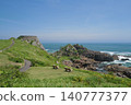 The dynamic scenery of Ashigezaki Observatory on the Sanriku Coast, overlooking the beautiful Pacific Ocean and a cape blooming with Japanese roses. 140777377