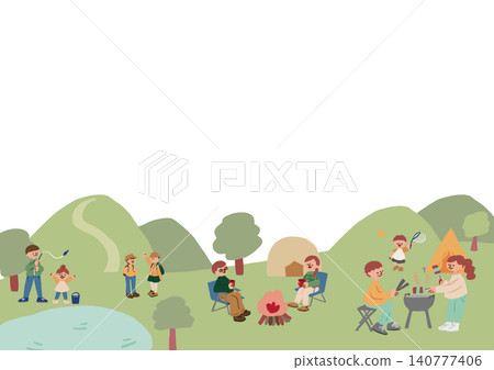 Illustrations of people enjoying the outdoors Illustrations of people enjoying the outdoors 140777406