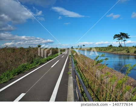 Sendai City, Miyagi Prefecture - Sendai-Watari Cycling Path (Michinoku Shiokaze Trail) Sendai City, Miyagi Prefecture - Sendai-Watari Cycling Path (Michinoku Shiokaze Trail) 140777634