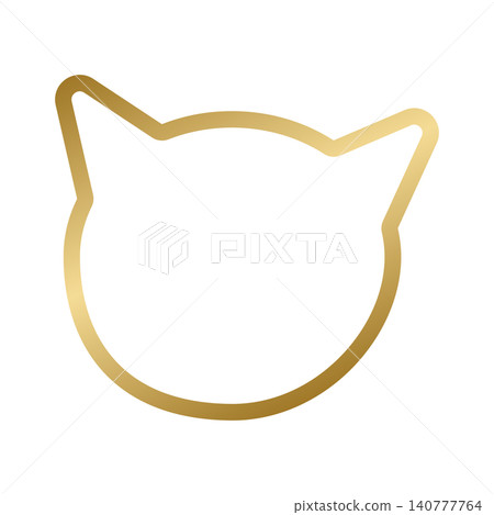 簡約的貓形相框,金色漸層色。 簡約的貓形相框,金色漸層色。 140777764