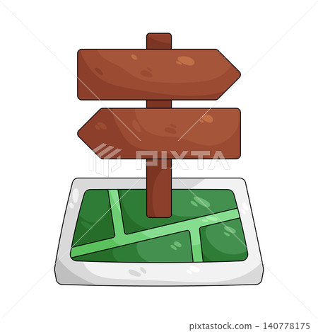 Illustration of road sign on map Illustration of road sign on map 140778175