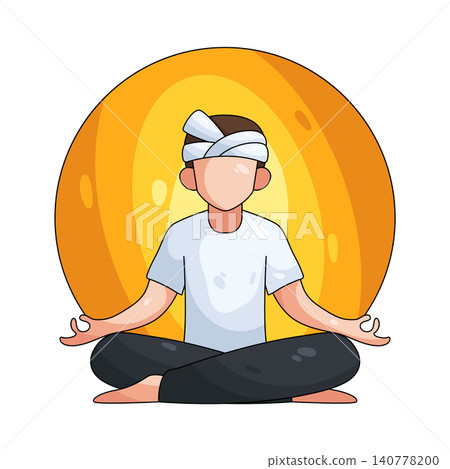 Illustration of Balinese man meditating Illustration of Balinese man meditating 140778200