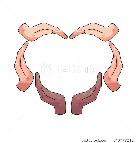 Illustration of Hands joined together form a heart symbol Illustration of Hands joined together form a heart symbol 140778212