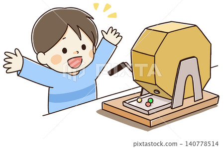 一幅描繪孩子贏得彩券大獎的插圖。 140778514