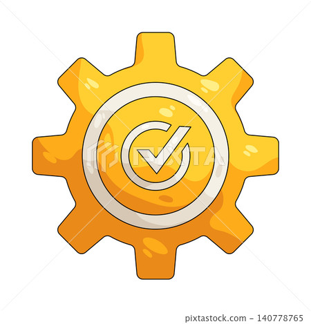 Illustration of gear with a checkmark Illustration of gear with a checkmark 140778765
