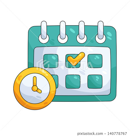 Illustration of calendar with a marked date 140778767