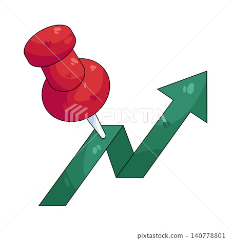 Illustration of upward arrow with pushpin Illustration of upward arrow with pushpin 140778801