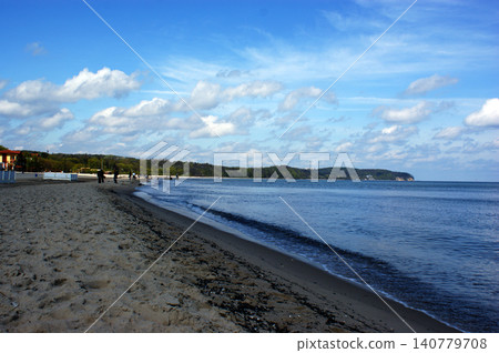 Polish Baltic Sea beautiful blue sea waves sand and beach Polish Baltic Sea beautiful blue sea waves sand and beach 140779708