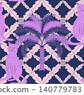 tropical background with palm leaves 140779783