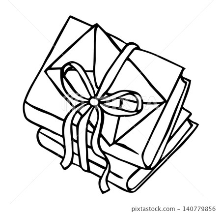 A stack of books and letters. Vintage sketch illustration. A stack of books and letters. Vintage sketch illustration. 140779856