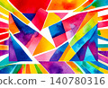 Vibrant Abstract Watercolor Geometric Background with Colorful Shapes 140780316