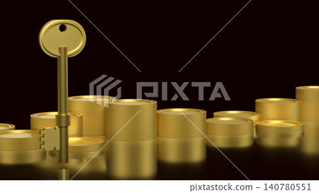 Golden Key To Financial Prosperity And Secure Wealth 3d render. Golden Key To Financial Prosperity And Secure Wealth 3d render. 140780551