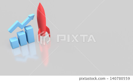 Rocket Launch And Rising Chart For Business Growth 3d render. Rocket Launch And Rising Chart For Business Growth 3d render. 140780559