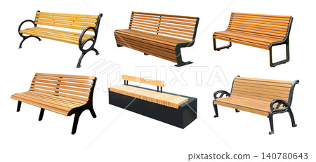 Park and street benches on white background for design Park and street benches on white background for design 140780643