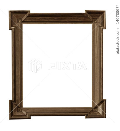 Vintage dark wood picture frame with decorative corner details Vintage dark wood picture frame with decorative corner details 140780674