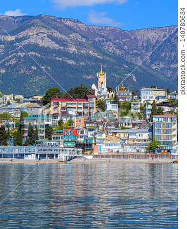 Yalta city view with mountains and black sea coastline Yalta city view with mountains and black sea coastline 140780684