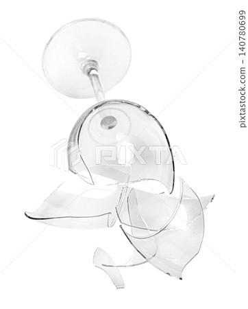 Shattered wine glass bowl falling apart on transparent background Shattered wine glass bowl falling apart on transparent background 140780699