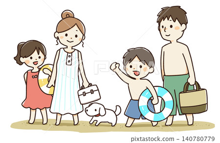 一家人享受夏天的插圖 一家人享受夏天的插圖 140780779