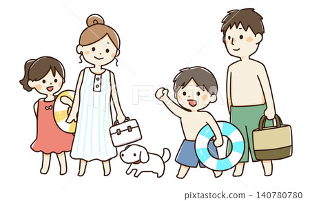 一家人享受夏天的插圖 一家人享受夏天的插圖 140780780